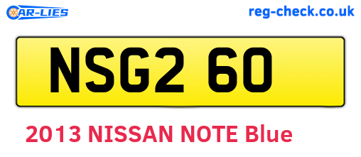 NSG260 are the vehicle registration plates.