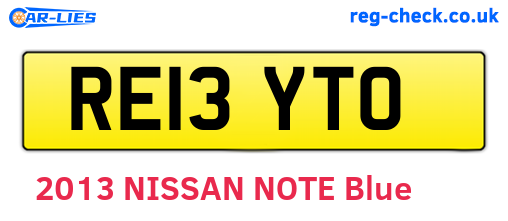 RE13YTO are the vehicle registration plates.