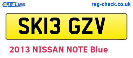 SK13GZV are the vehicle registration plates.