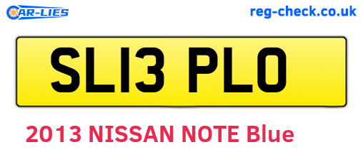 SL13PLO are the vehicle registration plates.