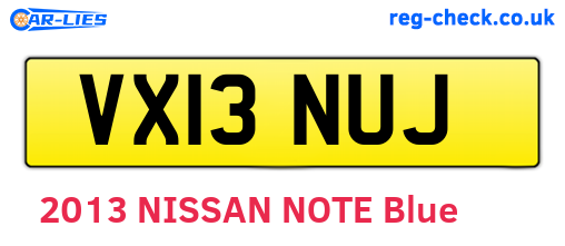 VX13NUJ are the vehicle registration plates.
