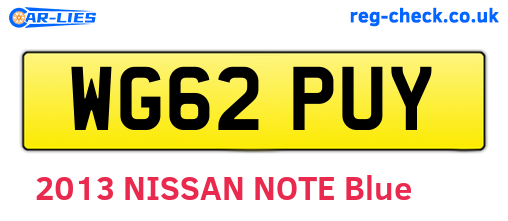 WG62PUY are the vehicle registration plates.