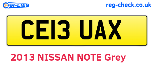 CE13UAX are the vehicle registration plates.
