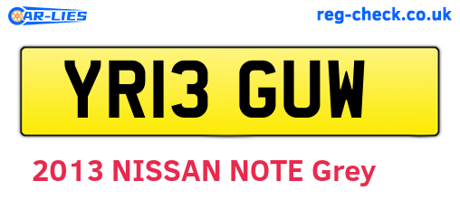 YR13GUW are the vehicle registration plates.