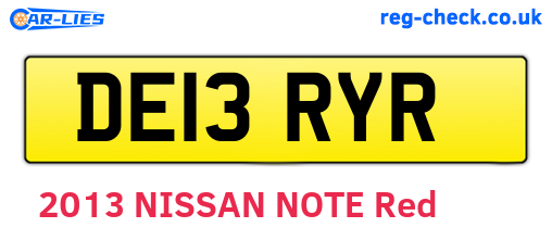 DE13RYR are the vehicle registration plates.