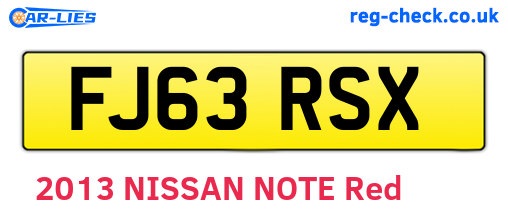 FJ63RSX are the vehicle registration plates.