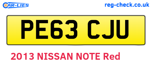 PE63CJU are the vehicle registration plates.