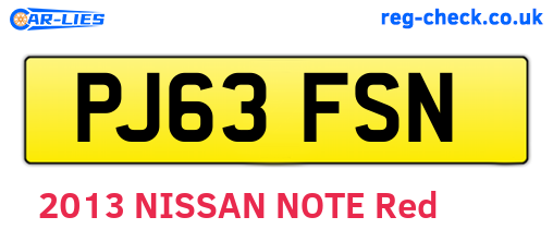 PJ63FSN are the vehicle registration plates.