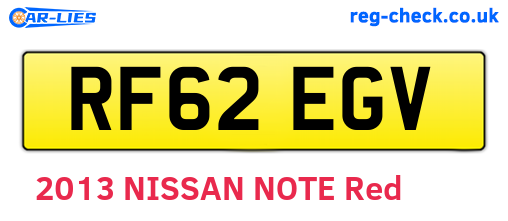 RF62EGV are the vehicle registration plates.