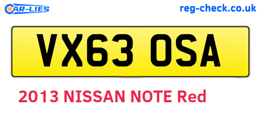 VX63OSA are the vehicle registration plates.