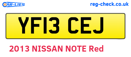 YF13CEJ are the vehicle registration plates.