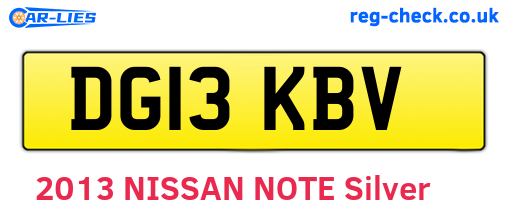 DG13KBV are the vehicle registration plates.