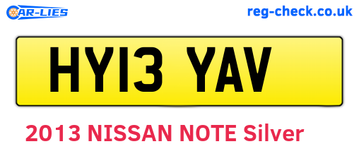 HY13YAV are the vehicle registration plates.
