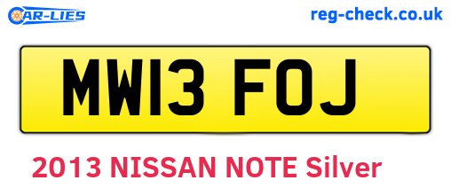 MW13FOJ are the vehicle registration plates.