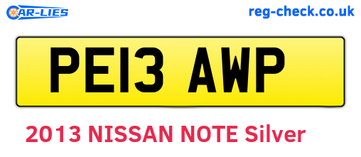 PE13AWP are the vehicle registration plates.