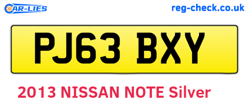 PJ63BXY are the vehicle registration plates.