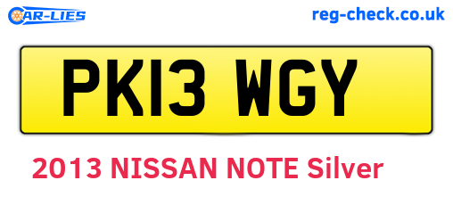 PK13WGY are the vehicle registration plates.