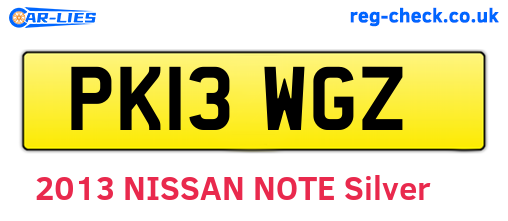 PK13WGZ are the vehicle registration plates.