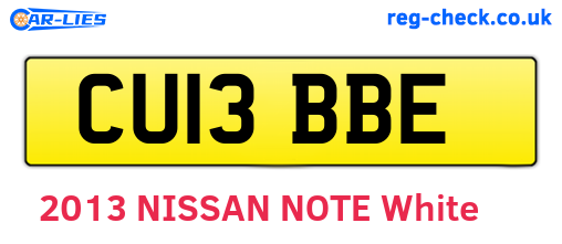 CU13BBE are the vehicle registration plates.