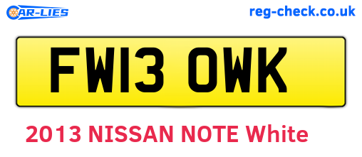 FW13OWK are the vehicle registration plates.