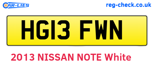 HG13FWN are the vehicle registration plates.