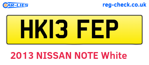 HK13FEP are the vehicle registration plates.