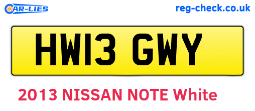 HW13GWY are the vehicle registration plates.