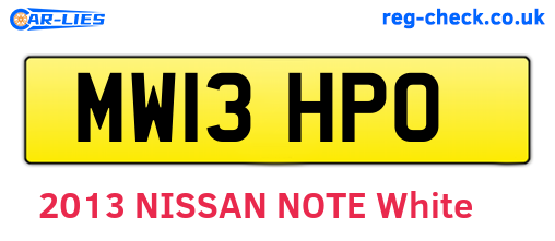 MW13HPO are the vehicle registration plates.