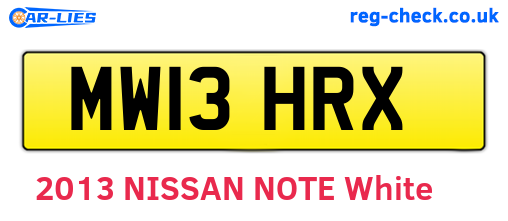 MW13HRX are the vehicle registration plates.