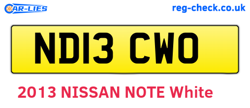 ND13CWO are the vehicle registration plates.