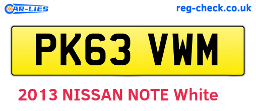 PK63VWM are the vehicle registration plates.