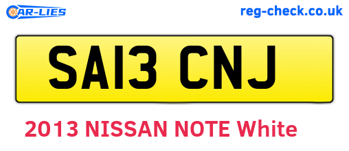 SA13CNJ are the vehicle registration plates.