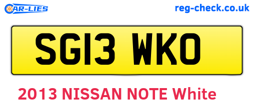 SG13WKO are the vehicle registration plates.