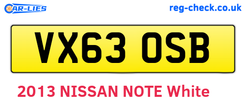 VX63OSB are the vehicle registration plates.