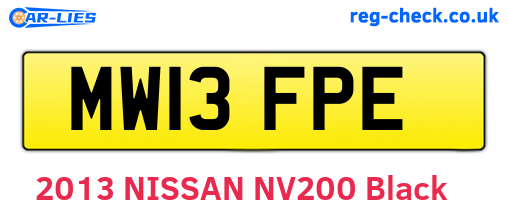 MW13FPE are the vehicle registration plates.