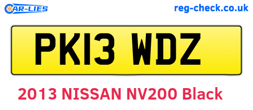 PK13WDZ are the vehicle registration plates.