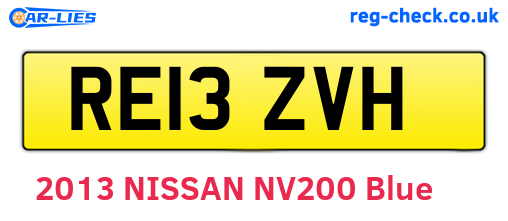 RE13ZVH are the vehicle registration plates.