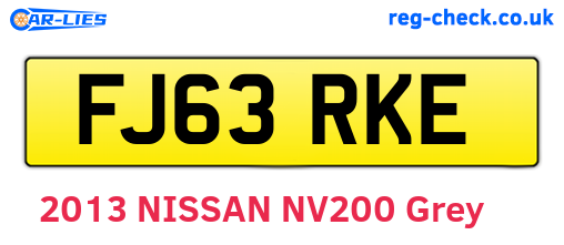 FJ63RKE are the vehicle registration plates.