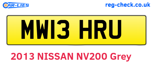 MW13HRU are the vehicle registration plates.