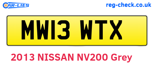 MW13WTX are the vehicle registration plates.
