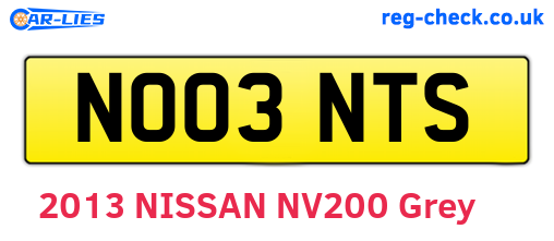 NO03NTS are the vehicle registration plates.