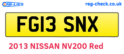 FG13SNX are the vehicle registration plates.