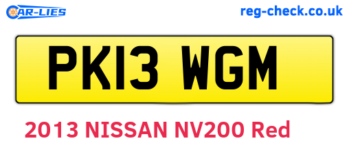 PK13WGM are the vehicle registration plates.