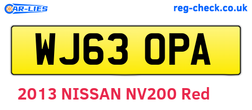 WJ63OPA are the vehicle registration plates.
