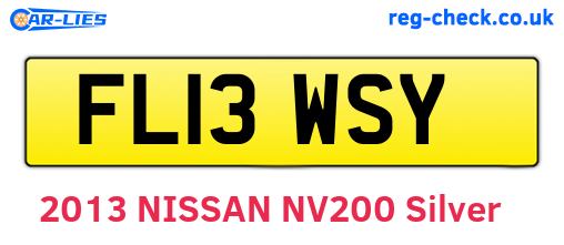 FL13WSY are the vehicle registration plates.