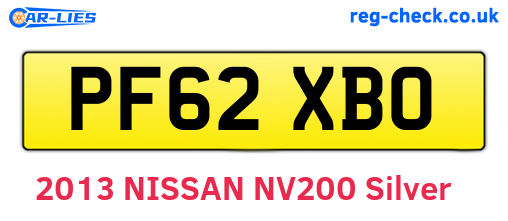 PF62XBO are the vehicle registration plates.