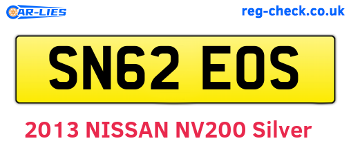SN62EOS are the vehicle registration plates.