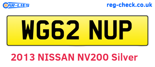 WG62NUP are the vehicle registration plates.