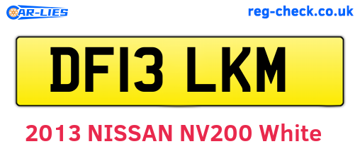 DF13LKM are the vehicle registration plates.