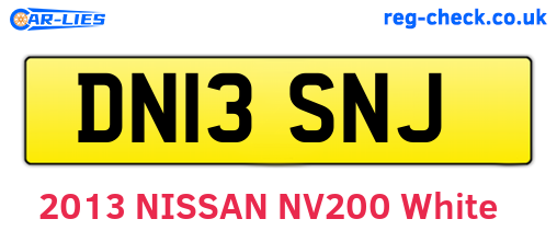 DN13SNJ are the vehicle registration plates.